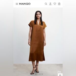 Side-Slit Mango Brown Midi Dress